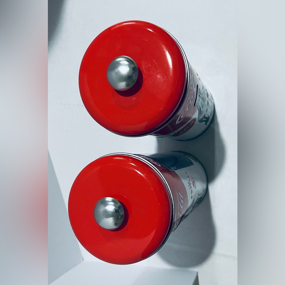 Coca-Cola Red and White Holder/Dispenser Tin Drinking Straw Canisters - Picture 6 of 10